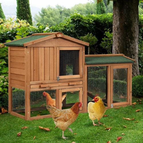 Gymax 58'' Wooden Rabbit Hutch Large Chicken Coop Weatherproof Indoor Outdoor Use