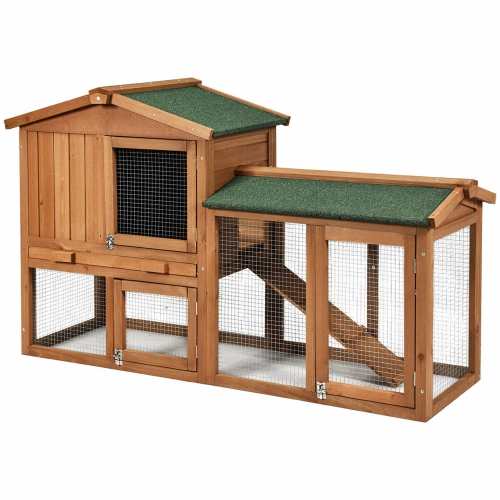 Gymax 58'' Wooden Rabbit Hutch Large Chicken Coop Weatherproof Indoor Outdoor Use