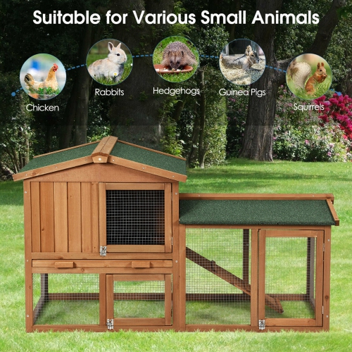 Gymax 58'' Wooden Rabbit Hutch Large Chicken Coop Weatherproof Indoor Outdoor Use
