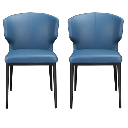 Delaney Contemporary Polyester Dining Chair - Set of 2 - Blue