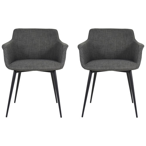 Ronda Traditional Polyester Dining Arm Chair - Set of 2 - Grey