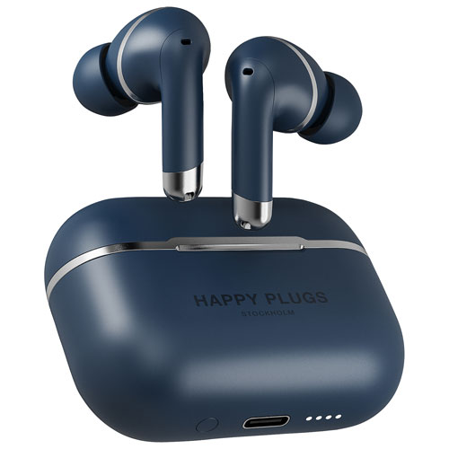 Écouteurs boutons 100 % sans fil à suppression du bruit Air 1 ANC de Happy Plugs - Bleu