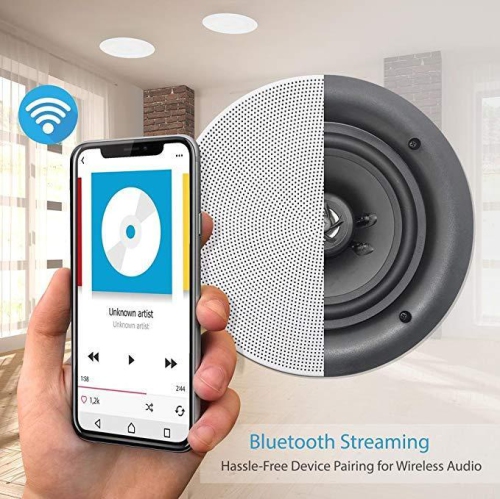 Pyle Set of 6.5” Bluetooth 2-Way Speakers, In-wall/Ceiling Mount, Amplifier, (PDICBT266)