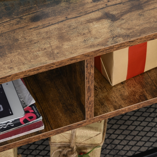 HOMCOM Industrial TV Stand, TV Console Table for TV up to 45'' Flat Screen, Entertainment Center for Living Room, Bedroom, Rustic Brown