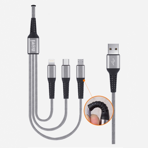 Câble USB 3-en-1 d’axGear pour appareils Android d’Apple et appareils de type C connecteur Chargeur rapide