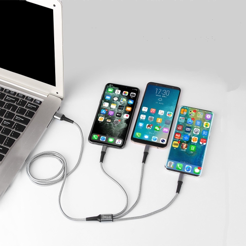 Câble USB 3-en-1 d’axGear pour appareils Android d’Apple et appareils de type C connecteur Chargeur rapide