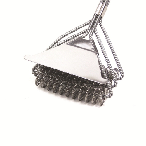 AXGEAR  Stainless Steel Bbq Brush Three-Head Oven Grill Cleaning Tool Bristle Free