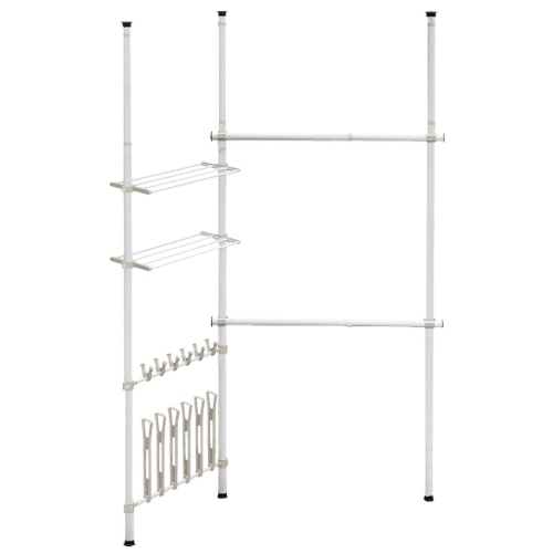 Gymax Double 2 Tier Telescopic Garment Rack Cloth Closet Organizer W Shoe Rack Shelf Best Buy Canada