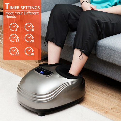 Gymax Foot Massager Shiatsu Deep Kneading Air Compression W/ Heat & Timing