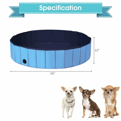 Gymax 55'' Foldable Dog Pet Pool Kiddie Bathing Tub Indoor Outdoor Portable Leakproof