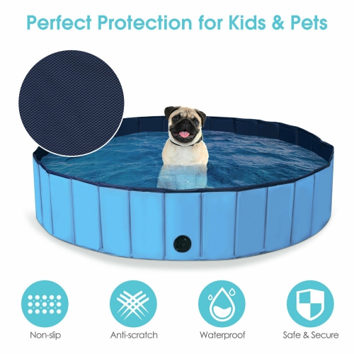 Gymax 55'' Foldable Dog Pet Pool Kiddie Bathing Tub Indoor Outdoor Portable Leakproof