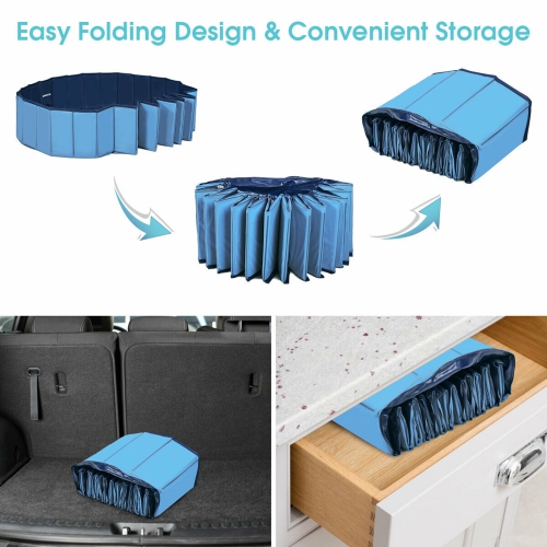 Gymax 55'' Foldable Dog Pet Pool Kiddie Bathing Tub Indoor Outdoor Portable Leakproof