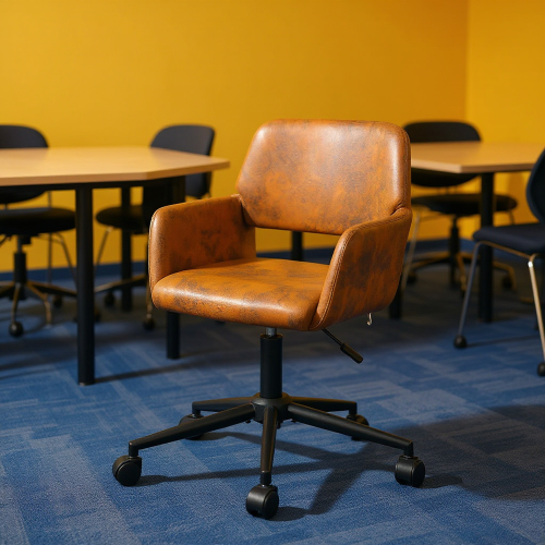 HOMY CASA – Chaise de bureau pivotante à hauteur réglable, base et accoudoirs chromés, rose