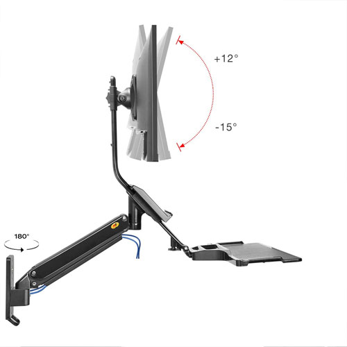 North Bayou Ergonomic Sit/Stand Desktop Workstation with Monitor Mount & Keyboard Tray - Black