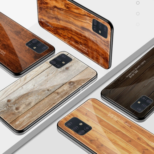 Tempered Glass Case Wood Grain Anti-Scratch Soft TPU Bumper Shockproof Cover for SAMSUNG Galaxy S20 PLUS