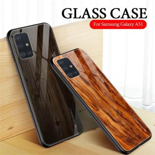 Coque en verre trempé Grain de bois de protection étui pour Samsung Galaxy S20 ULTRA
