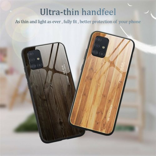 Coque en verre trempé Grain de bois de protection étui pour Samsung Galaxy S20 ULTRA