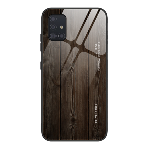 Tempered Glass Case Wood Grain Anti-Scratch Soft TPU Bumper Shockproof Cover for SAMSUNG Galaxy S20 PLUS