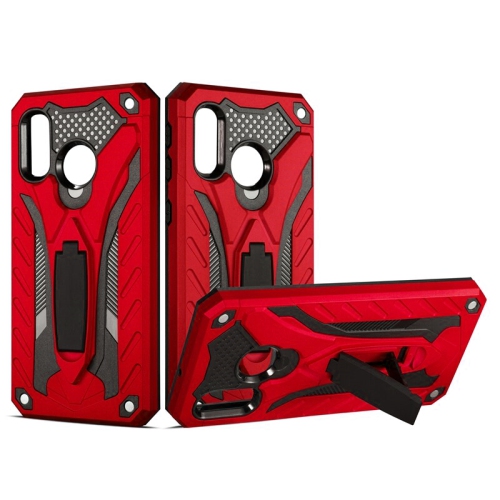 【CSmart】 Shockproof Heavy Duty Rugged Defender Case Kickstand Cover for Samsung A10s, Red
