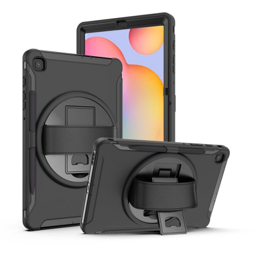 【CSmart】 Shockproof Heavy Duty Rugged Defender Case Kickstand Cover for Samsung Galaxy Tab S6 Lite P610 / P615, Black