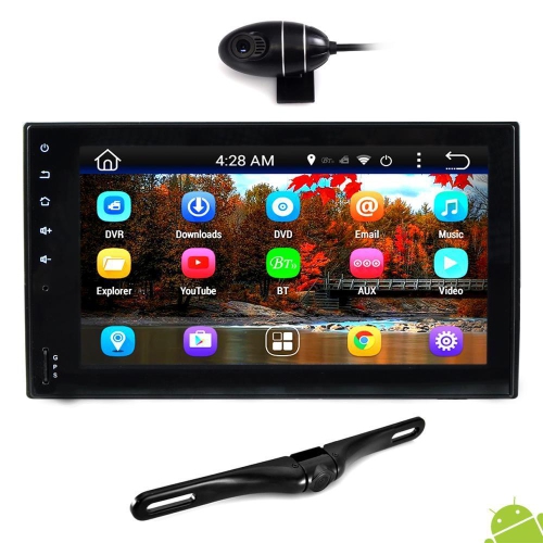 Pyle récepteur de voiture Android, écran tactile de 6,5 po, caméra de tableau de bord DVR, caméra de recul, Bluetooth / WIFI,