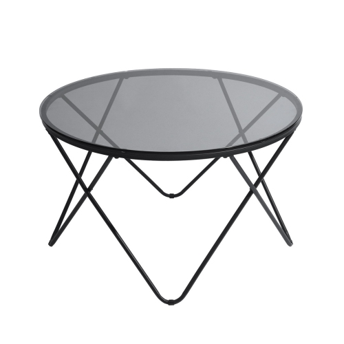 Furniturer 31 5 Inch Round Coffee Table, Small Round Black Glass Coffee Table