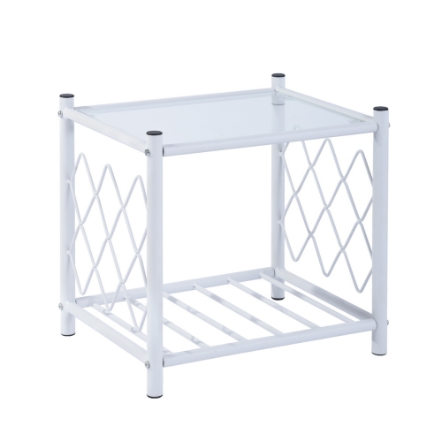 Furniturer Glass Nightstand With 2 Layers Square End Table Best Buy Canada