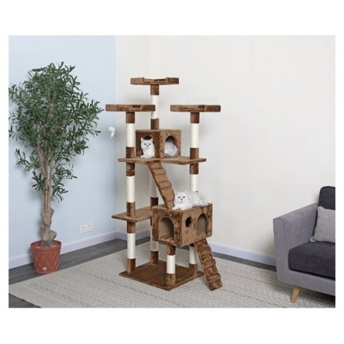 NICER INTERIOR  Ipet 71 Inch Cat Tree Condo Five Tier Scratcher Cat Furniture Pet House Cat Exercise Tree In In Brown