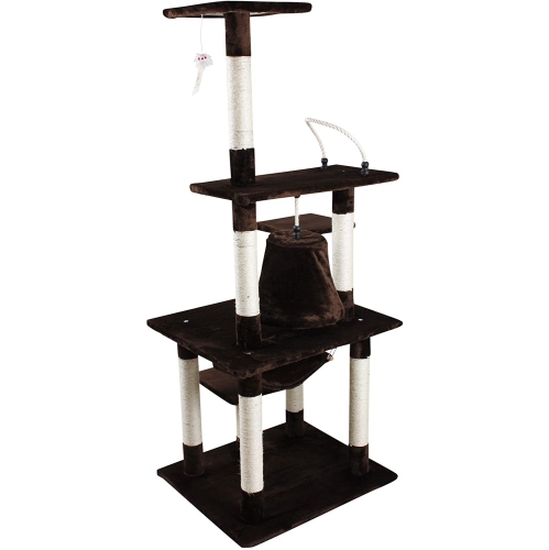 iPet 65 Inch Cat Tree Condo Teepee Cat Furniture Pet House Cat Exercise Tree in Brown
