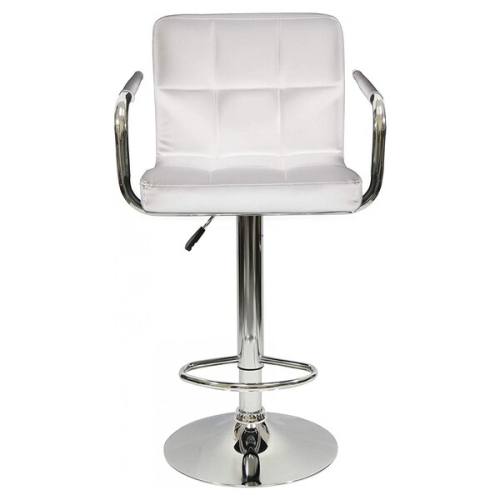 Nicer Furniture Hexagrid PU Height Adjustable Bar Stool with Arms in White - set of 2