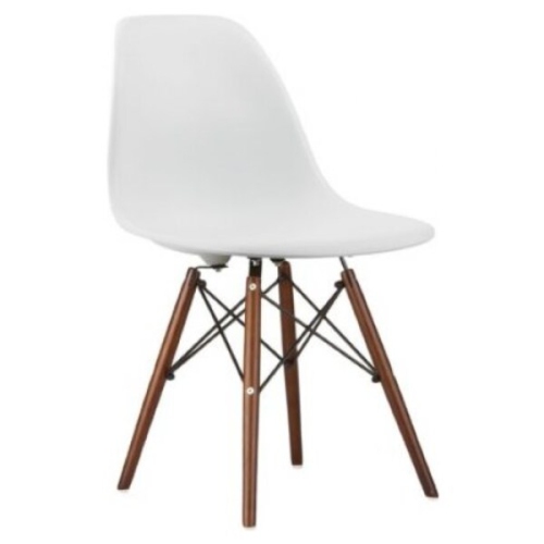 Nicer Furniture Ensemble de quatre Blanc - Chaise d'appoint de style Eames avec pieds en bois de noyer Chaise de salle à manger Eiffel