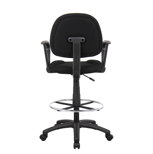 Nicer Furniture® Drafting Stool with Foot Ring and Loop Arms in Black Fabric Drafting Chair