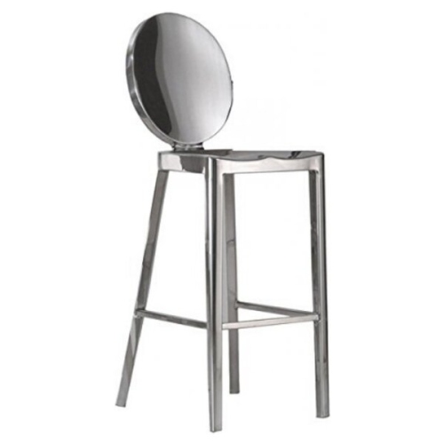 OCC 2-King Counter Height Stool 24-Inch Armless Side Chair-Polished Stainless Steel Round Back