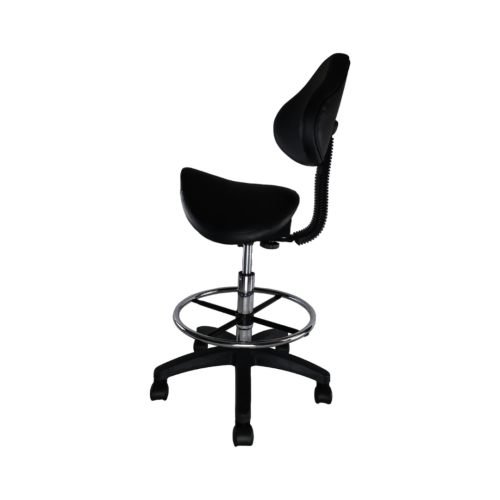 Nicer Furniture Saddle Stool Swivel Salon Massage Dental Chair Black PU Leather with Backrest