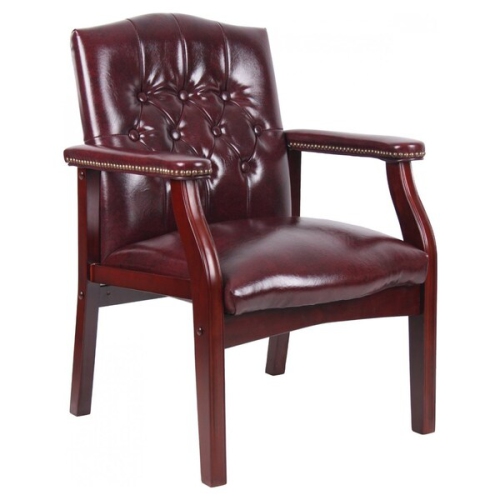 Traditional Burgundy Caressoft Vinyl Guest Chair Conference Room Side Chair