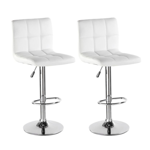 Nicer Furniture Hexagrid PU Height Adjustable Bar Stool in White - set of 2