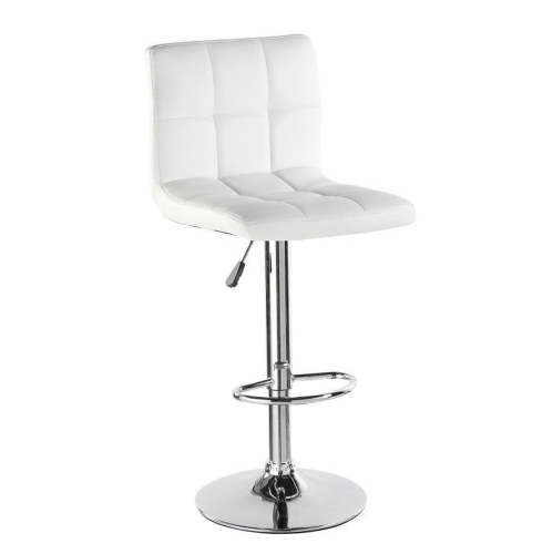 Nicer Furniture Hexagrid PU Height Adjustable Bar Stool in White - set of 2