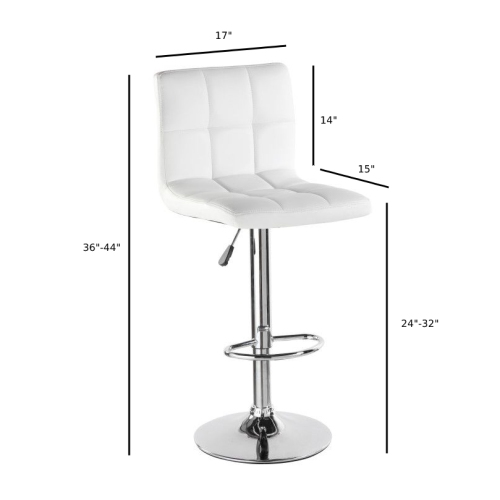 Nicer Furniture Hexagrid PU Height Adjustable Bar Stool in White - set of 2