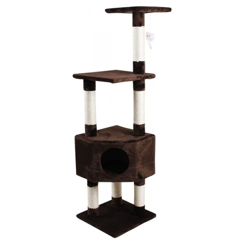 iPet 51 Inch Cat Tree Condo Scratching Post Cat Furniture Pet House Cat Exercise Tree in Brown