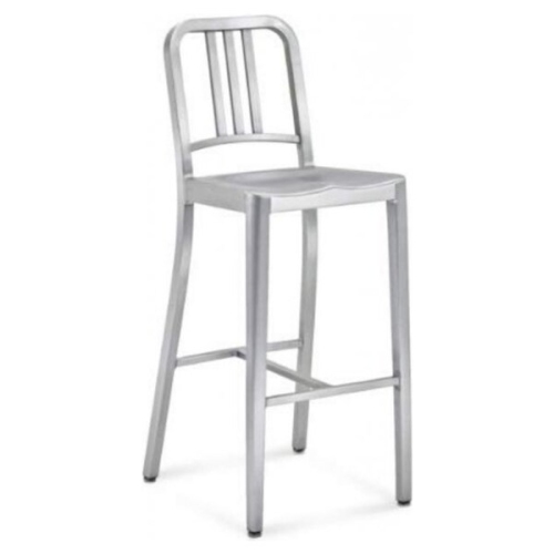 2-Brushed Anodized Aluminum Modern Bar stool-Metal Barstool Bar height Navy Bar Stool