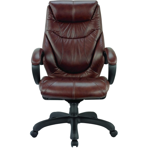 Nicer Furniture Genuine Leather High Back Executive Chair, Chocolate Brown