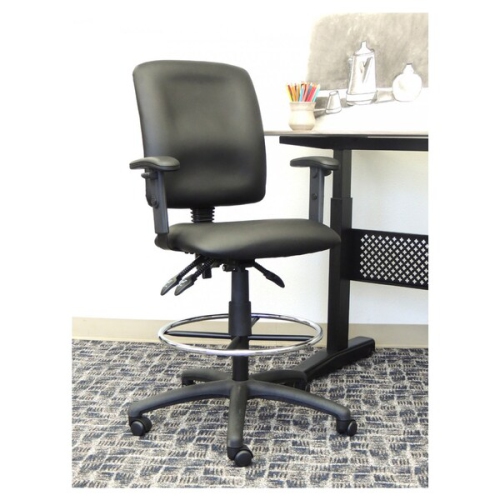 Multi-function leather Drafting chair with loop arms," Ergonomic Drafting Stool-Black Leatherette Draft Chair"