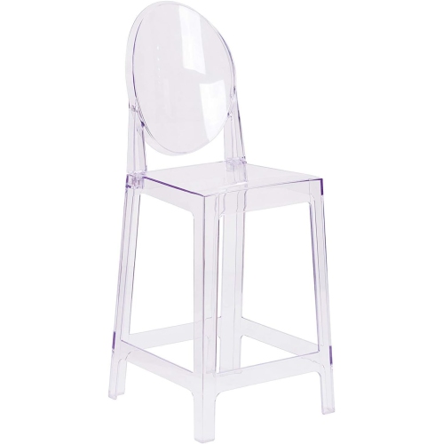 Image 1 of 1.. Nicer Furniture® Modern Ghost Side Counter Stool Armless Chairs Mid Century Design with Oval Back
