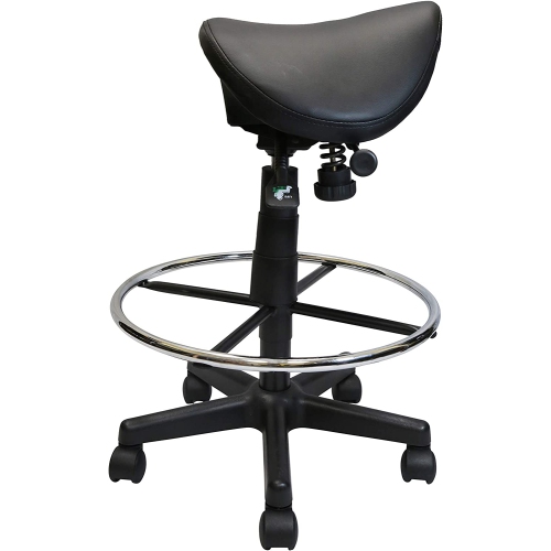 Nicer Furniture Adjustable Saddle Stool Swivel Salon Stool Massage Stool Dental Chair Black PU Leather