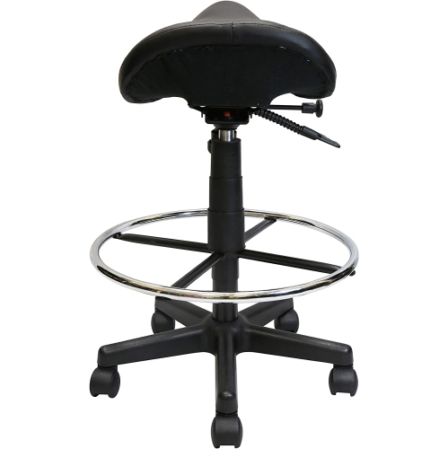 Nicer Furniture Adjustable Saddle Stool Swivel Salon Stool Massage Stool Dental Chair Black PU Leather