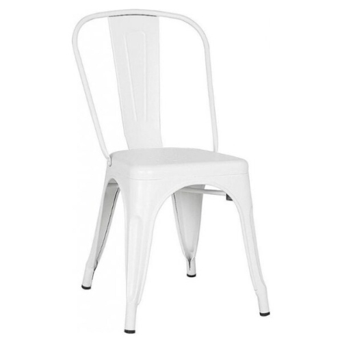 Nicer Furniture Stackable Industrial Tolix A Style Dining Chair in White