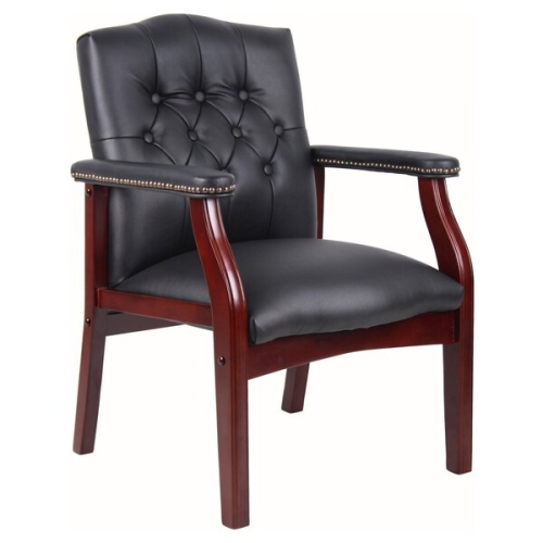NICER INTERIOR  Traditional Caressoft Vinyl Guest Chair Conference Room Side Chair In Black