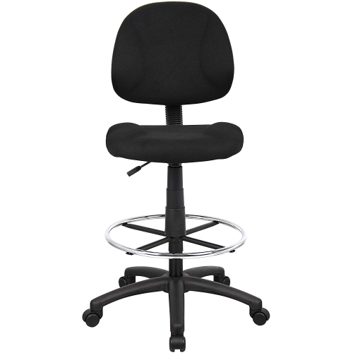 OCC Drafting Stool with Foot Ring and No Arms in Black Fabric Drafting Chair