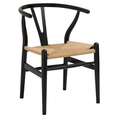 Nicer Furniture® Set of 1 Replica Hans Wegner Wishbone Chair in Black