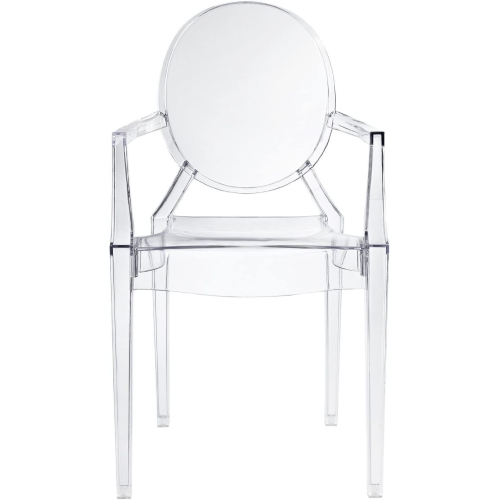 Nicer Furniture® Set of 1 Philippe Starck Louis XVI Ghost Chair with Arms Polycarbonate Plastic in Clear Transparent Crystal